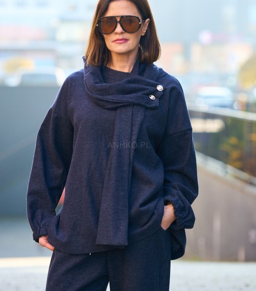 Bluza Miralune Granatowy z Szalem